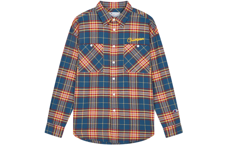 

Рубашка японская версия унисекс Champion, Dark Blue Plaid