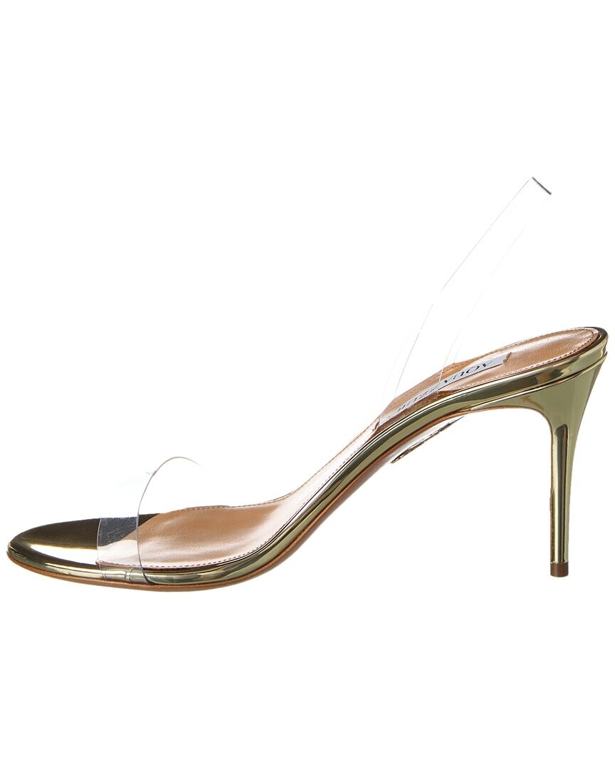 

Сандалии Aquazzura So Nude 90 из винила и кожи с ремешком на пятке, золото