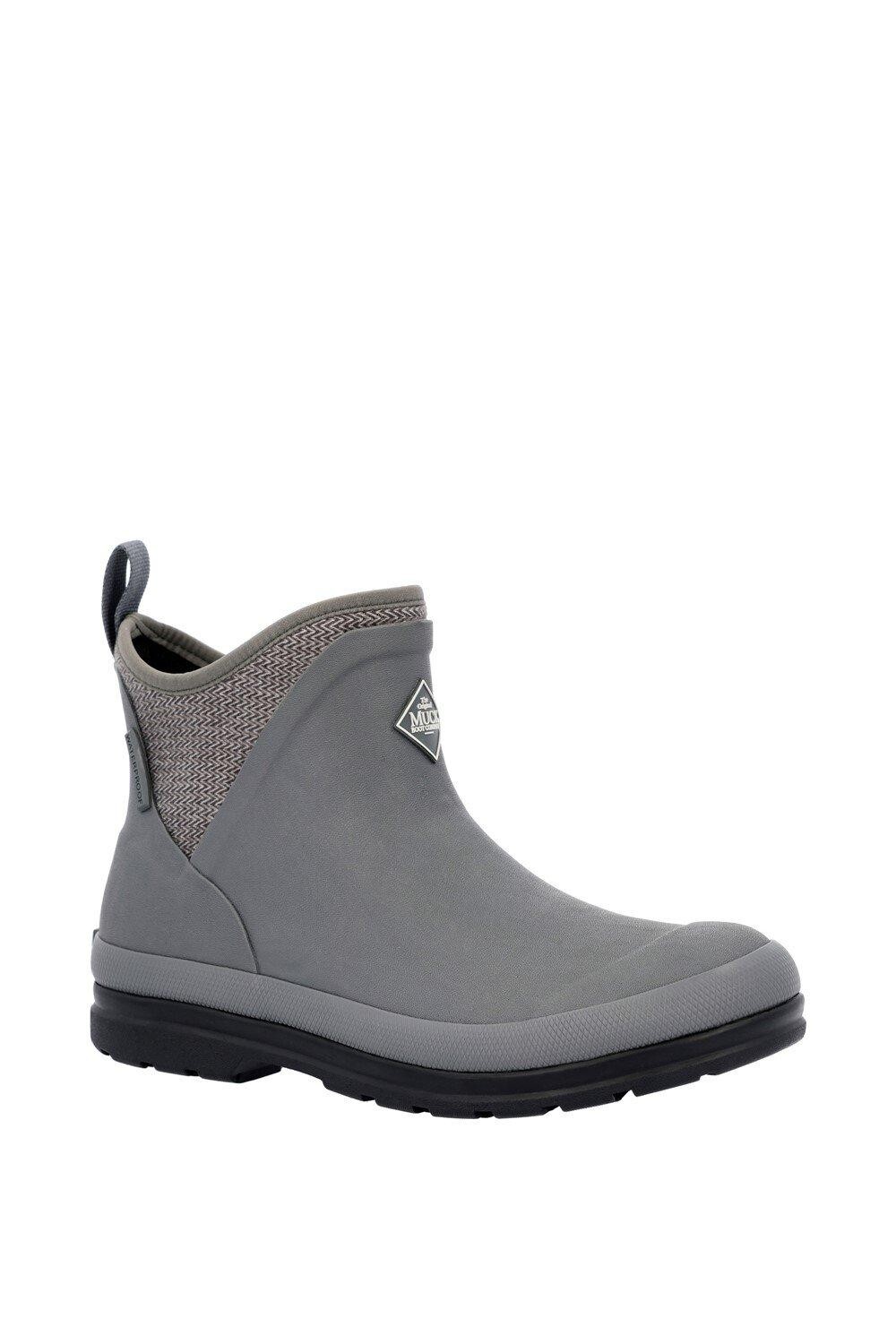 Женские резиновые сапоги Muck Boots короткие с логотипом, серый — фото 2