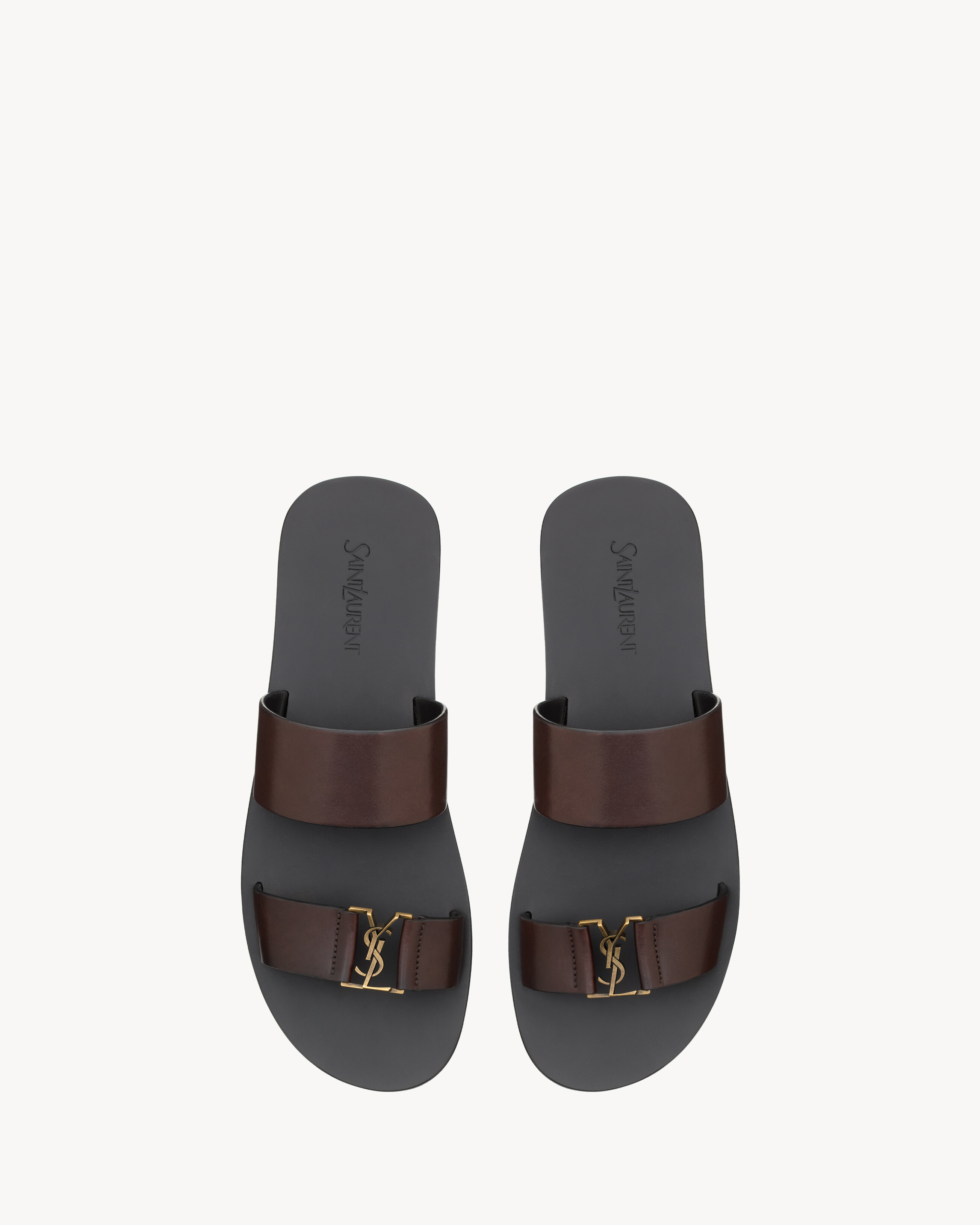 Сланцы BABYLONE из гладкой кожи SAINT LAURENT, коричневый