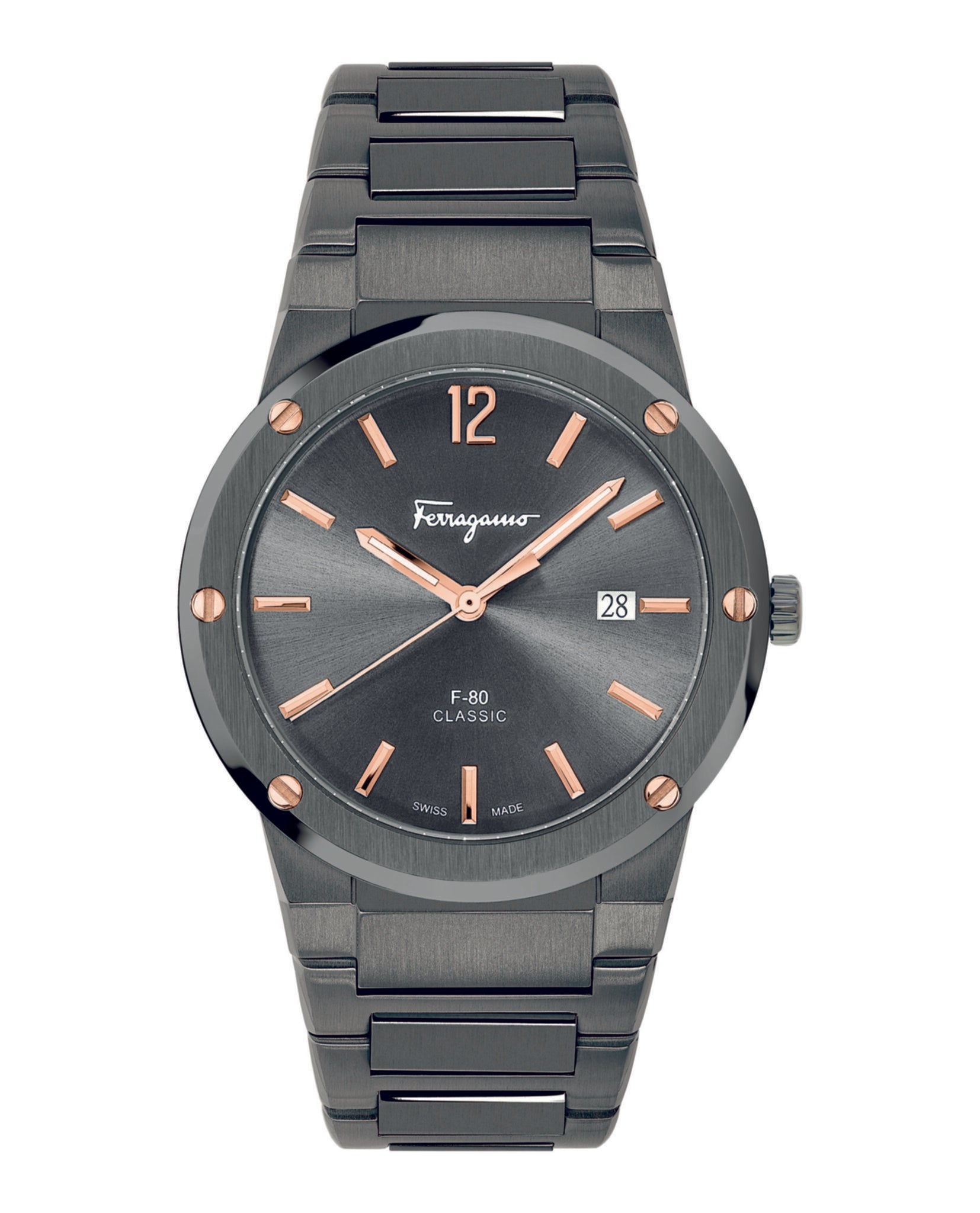 

F-80 Классические часы-браслет Salvatore Ferragamo, серый/серый/серый