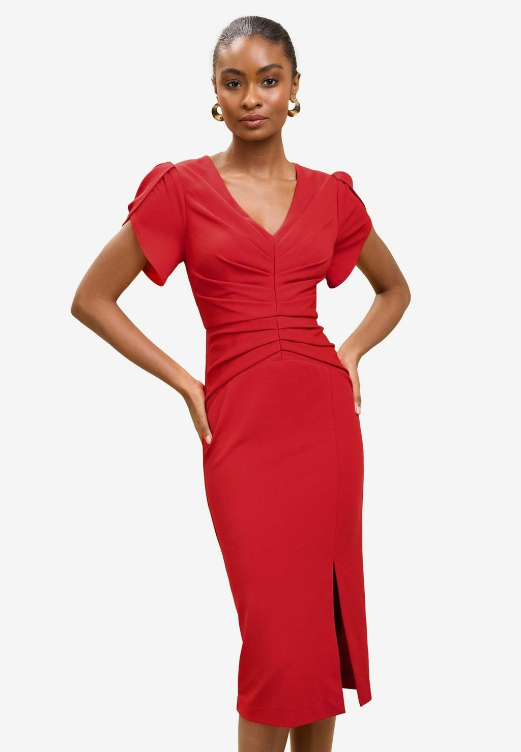 

Платье-футляр TULIP SLEEVE RUCHED MIDI Lipsy, красный