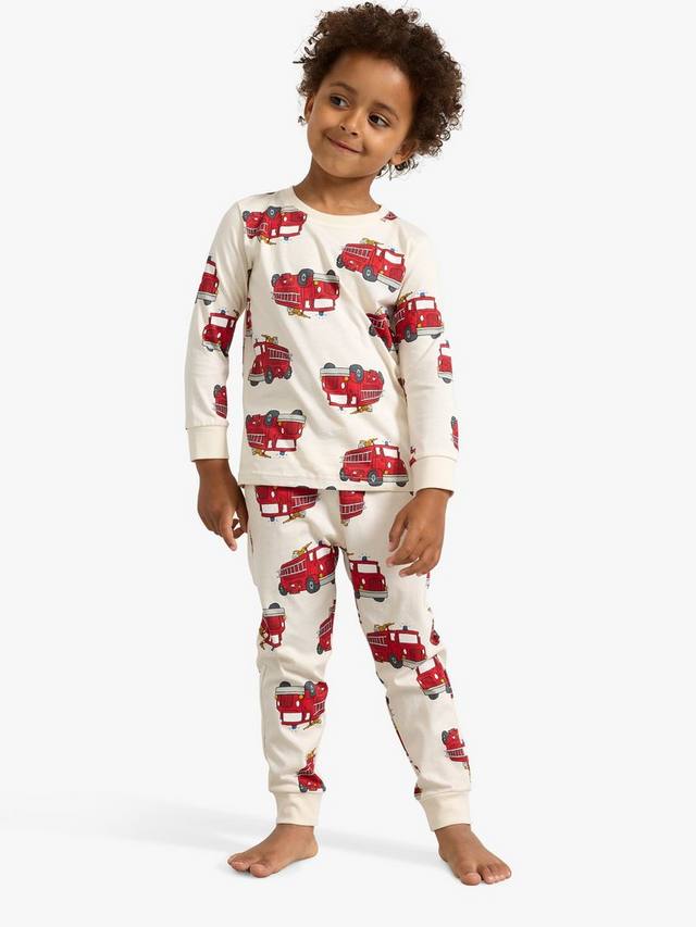 

Детский хлопковый комплект пижамы в стиле пожарной машины Lindex, Cream/Red