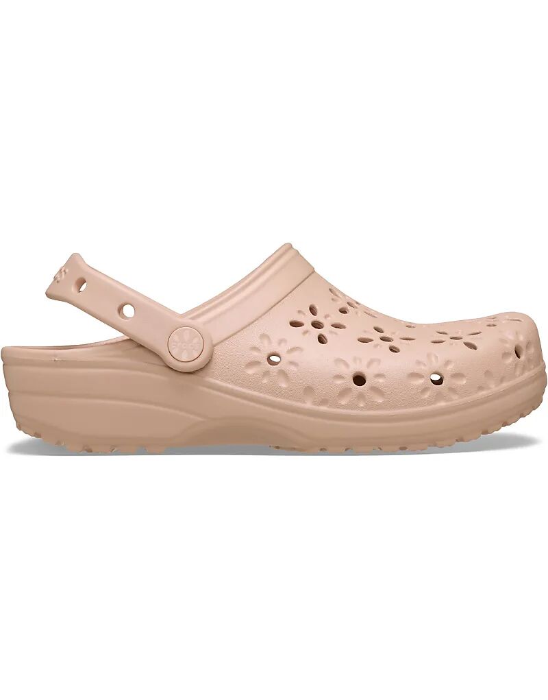 Классические розовые сабо Crocs с цветочным узором