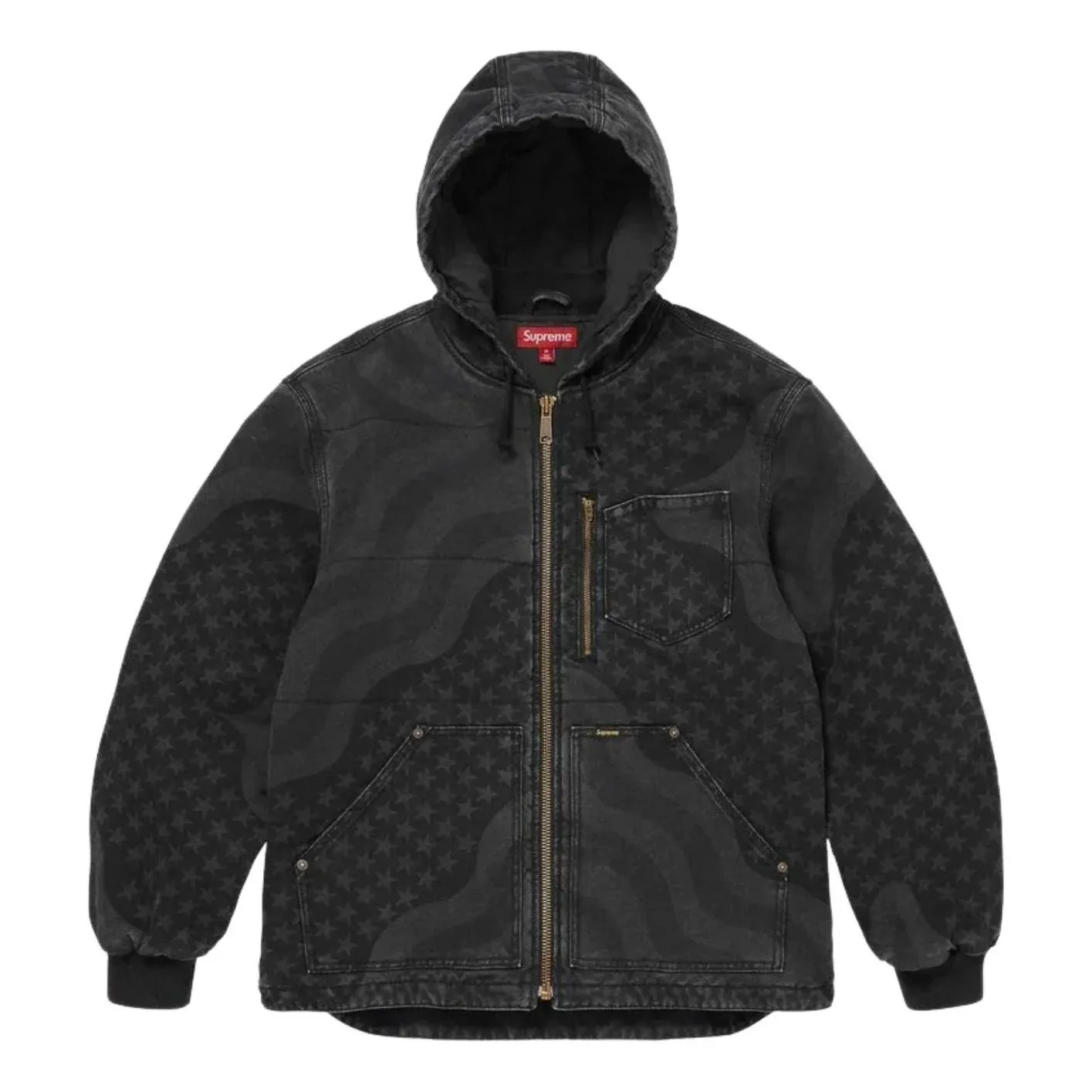 Рабочая куртка Supreme SS26 Flag Quilted Hooded Work Jacket 'Black'
