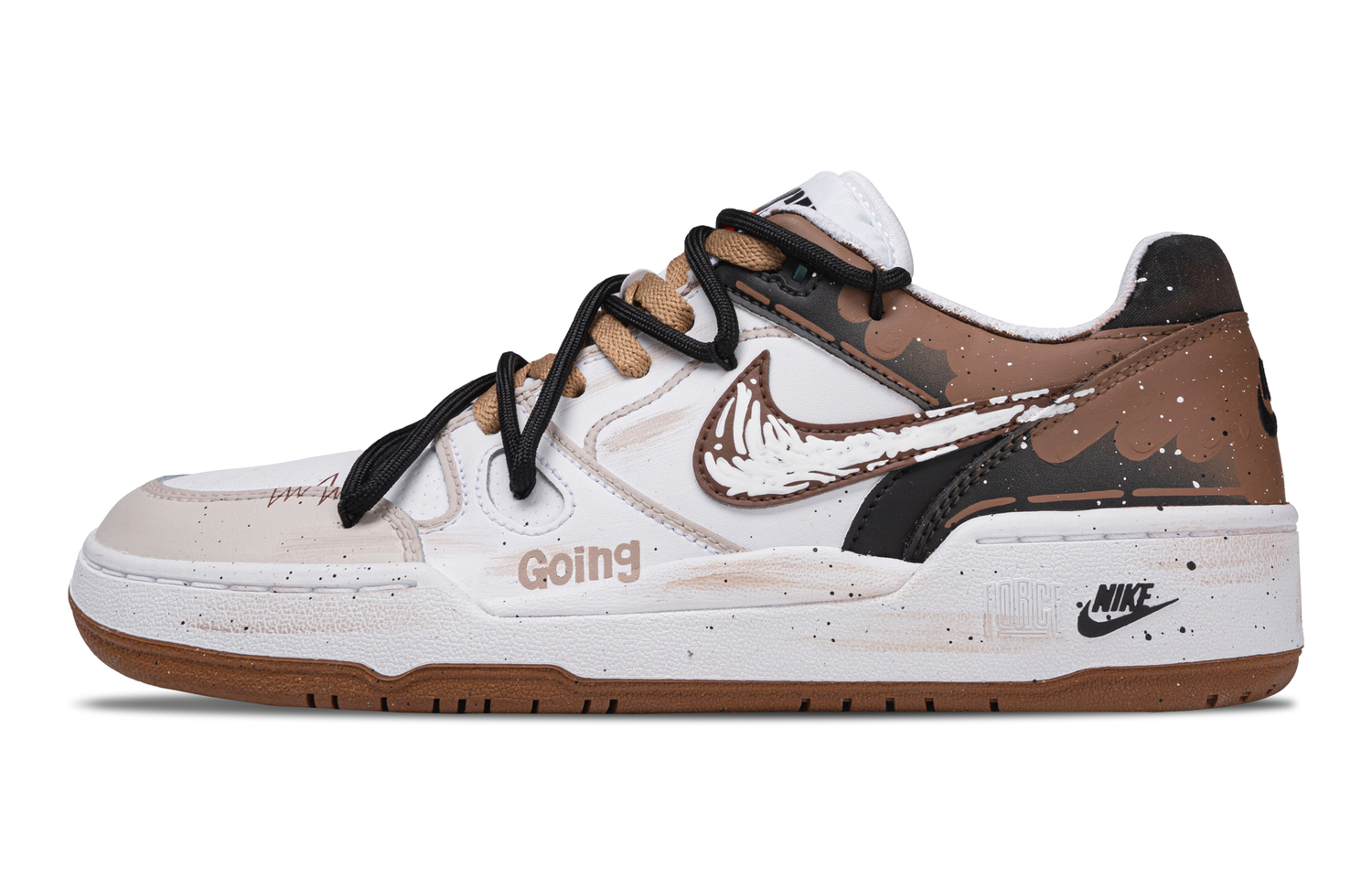 

Nike Мужские износостойкие низкие скейтбордные кроссовки Full Force, черный, белый и коричневый