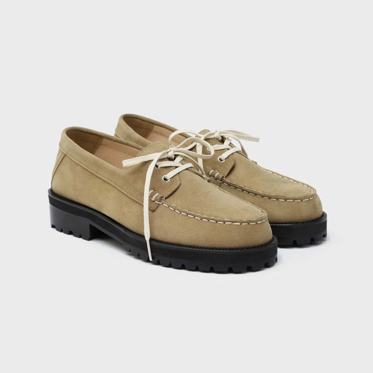 Мужские лоферы Standard Casual Sole Boat Shoes 5099 из замши, пепельно-бежевые, от Firenze.A