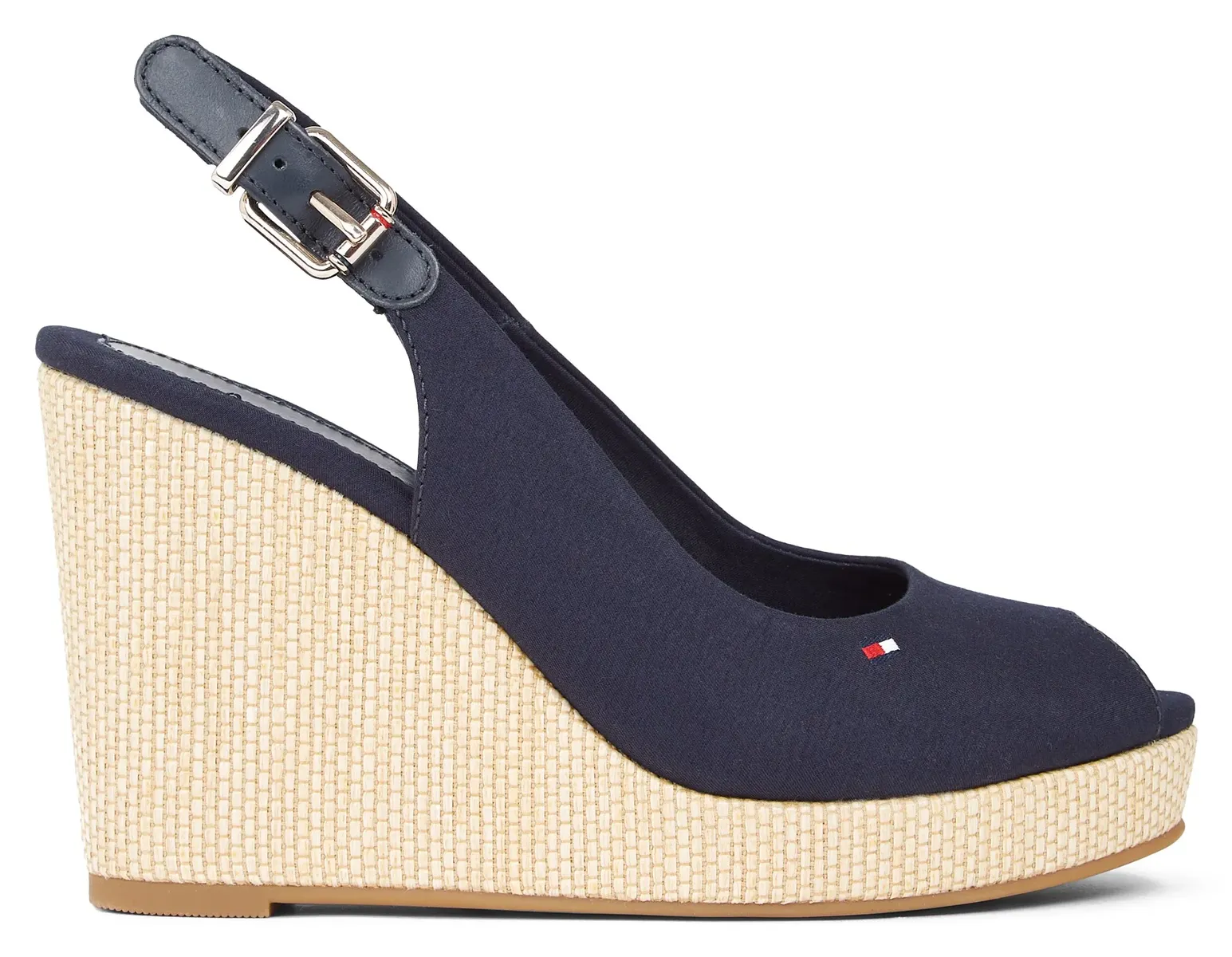 

Босоножки на танкетке Tommy Hilfiger "ICONIC ELENA SLING BACK WEDGE", летняя обувь, босоножки, каблук-танкетка, с регулируемой пряжкой, синий