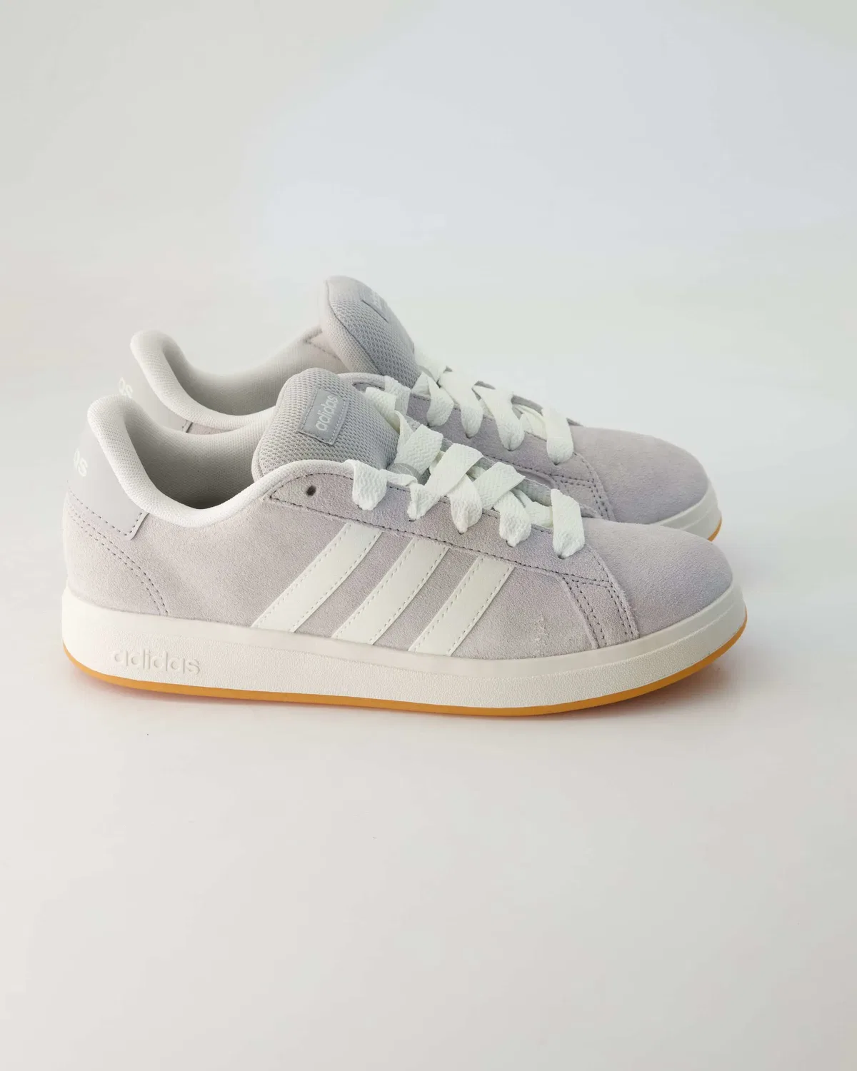 Сникерсы низкие, кожаные, Adidas, серый — фото 2