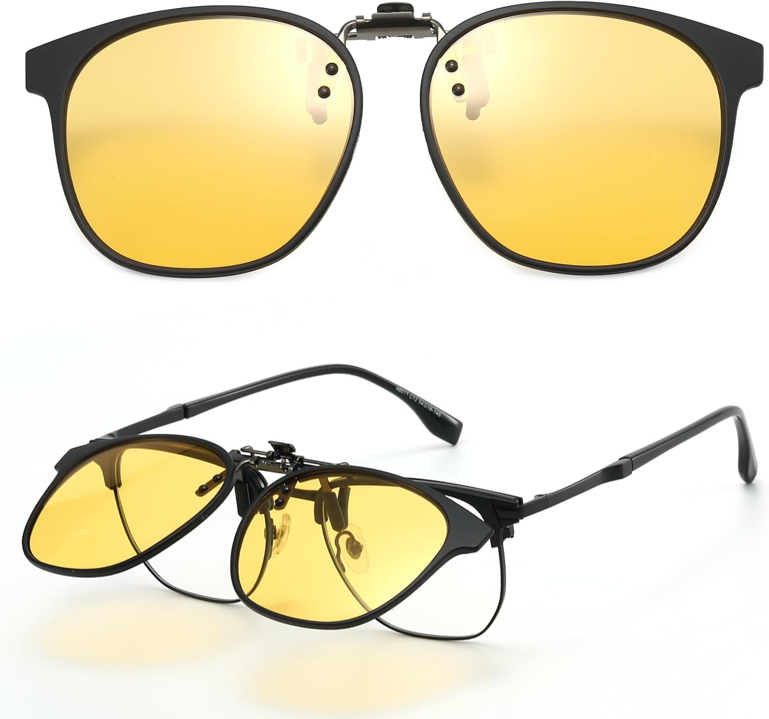 

Накладные солнцезащитные очки для мужчин и женщин - поляризованные линзы с антибликовым покрытием, 100% защита от УФ-излучения, универсальный размер, подходят для большинства очков VUEECLAT, Black-yellow Lens