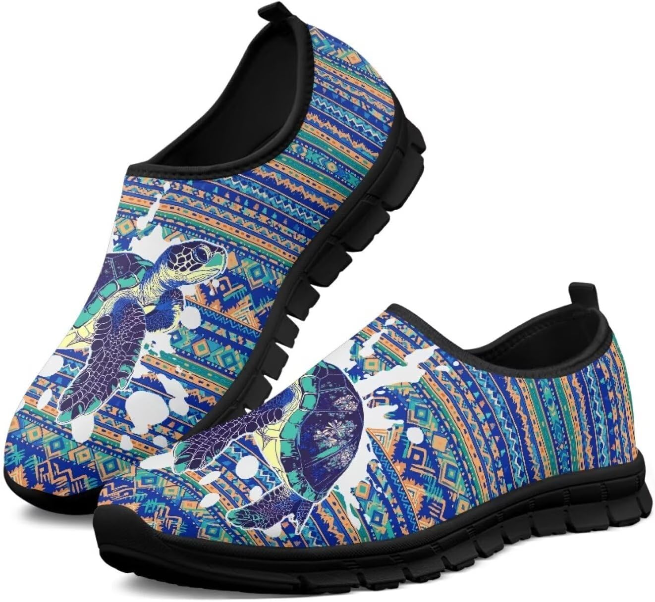 

Мужские кроссовки Tribal Stripes, повседневная обувь, легкие для ходьбы и походов, слипоны, дышащие спортивные туфли, размеры США 5-14 Qoiuvncy, Tribal Stripe Sea Turtle