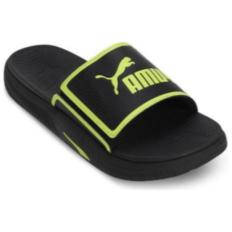 PUMA Мужские сланцы Softride Sandal Slide черно-зеленые, цвет Black Green — фото 2