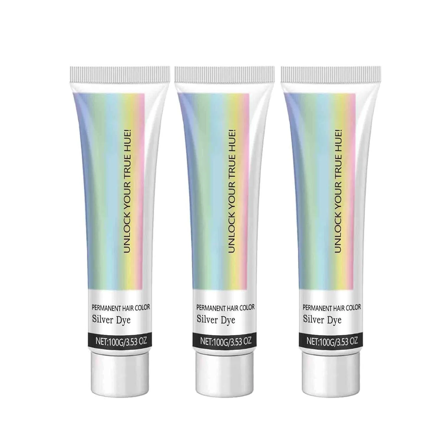 Крем-краска для волос «Hair Colour Silver Grey Natural Hair Dye Cream» от Grey Hair Cream Generic, 3Pc