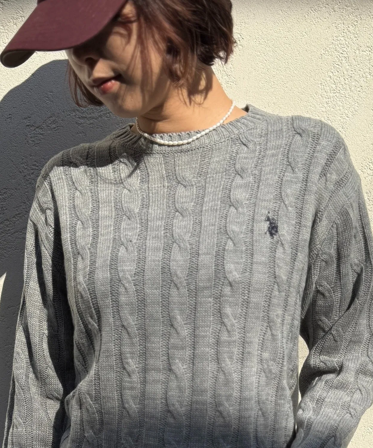 Свитер U.S. POLO ASSN. с кабельным узором, серый