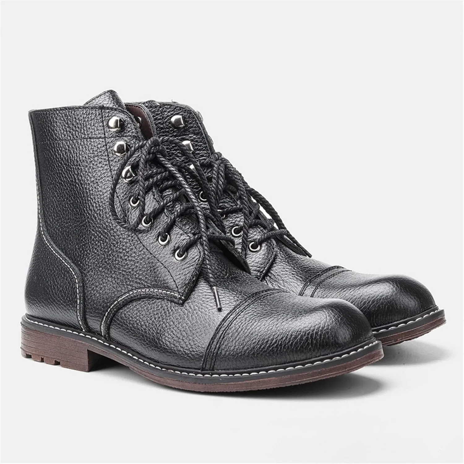 Теплая и практичная зимняя обувь, мотоциклетные ботинки, мужские зимние ботинки из кожи, зимние ботинки для мужчин, ботильоны Generic, Black — фото 4