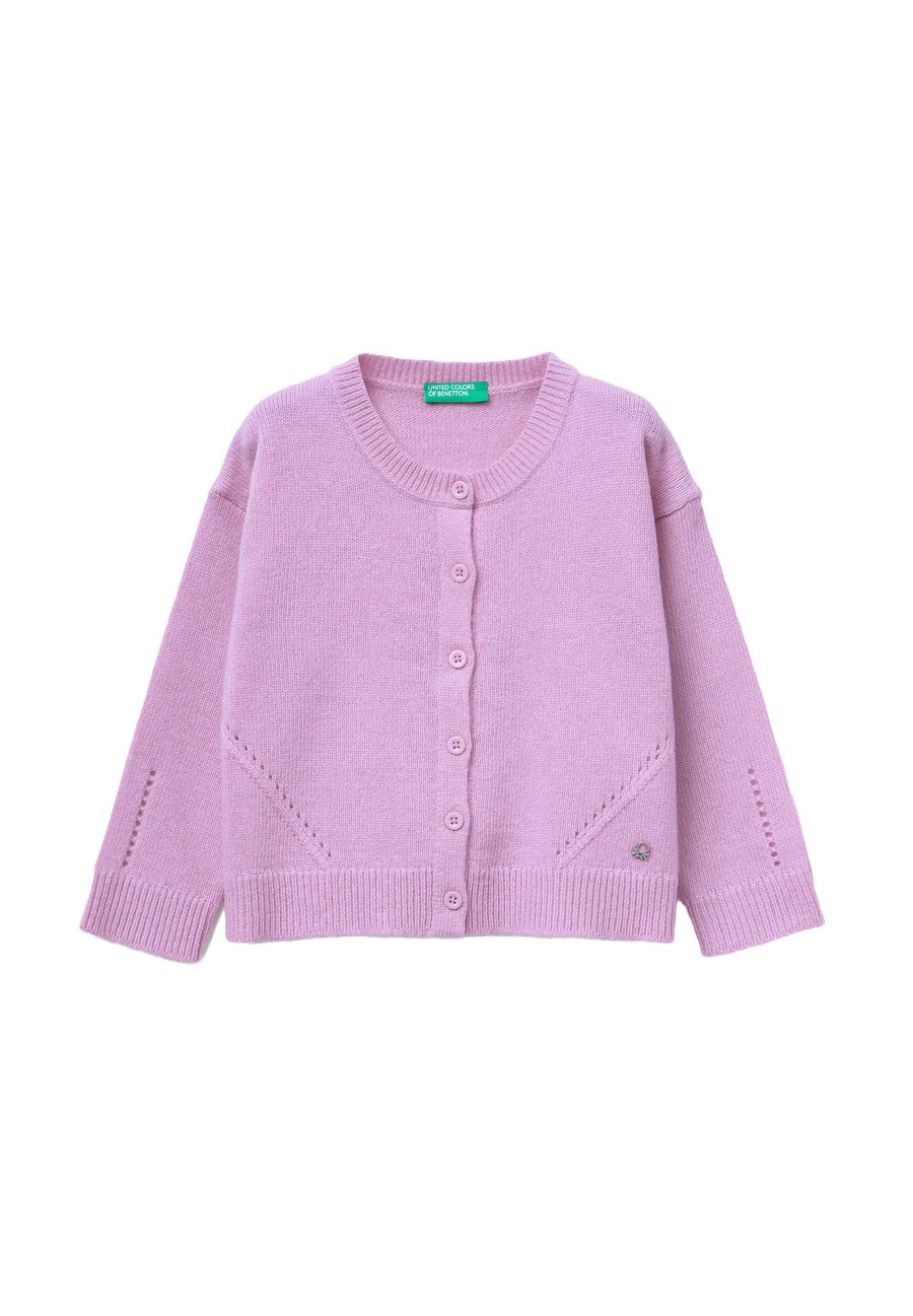 

Кардиган United Colors of Benetton WITH PERFORATED DETAILING, Violet/Lilac
