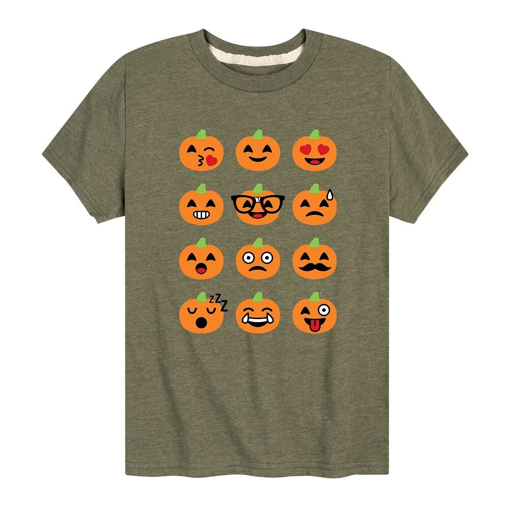 

Футболка с рисунком тыквы и смайликами для мальчиков 8–20 лет Licensed Character, цвет Heather Military Green