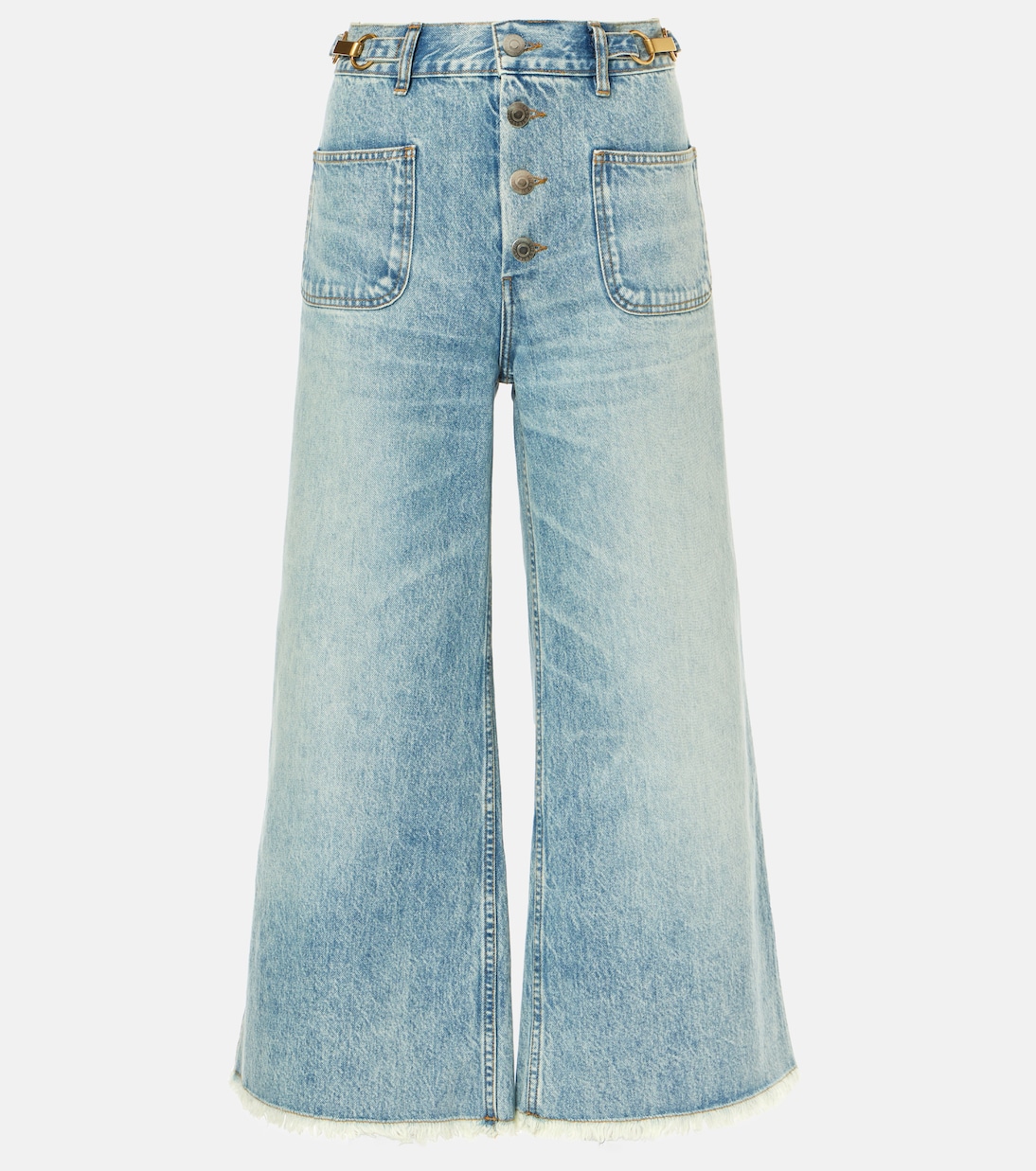 

Укороченные расклешенные джинсы с высокой талией Stella McCartney, Vintage Blue Denim