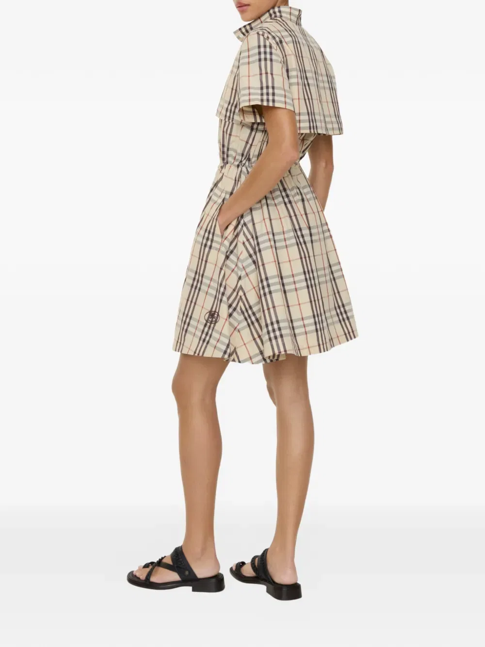 Платье Burberry Хлопковое в клетку, миндально-бежевый — фото 3