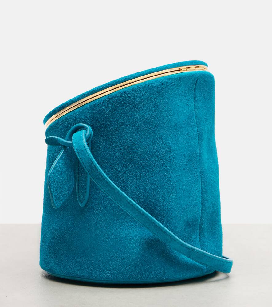 Маленькая замшевая сумка-ведро La Canette Alaïa, Turquoise — фото 4