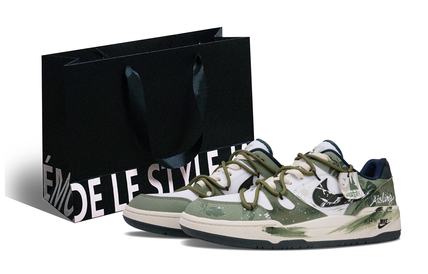 

Nike Полноразмерные кроссовки Mist Forest Low top для скейтбординга мужские green white