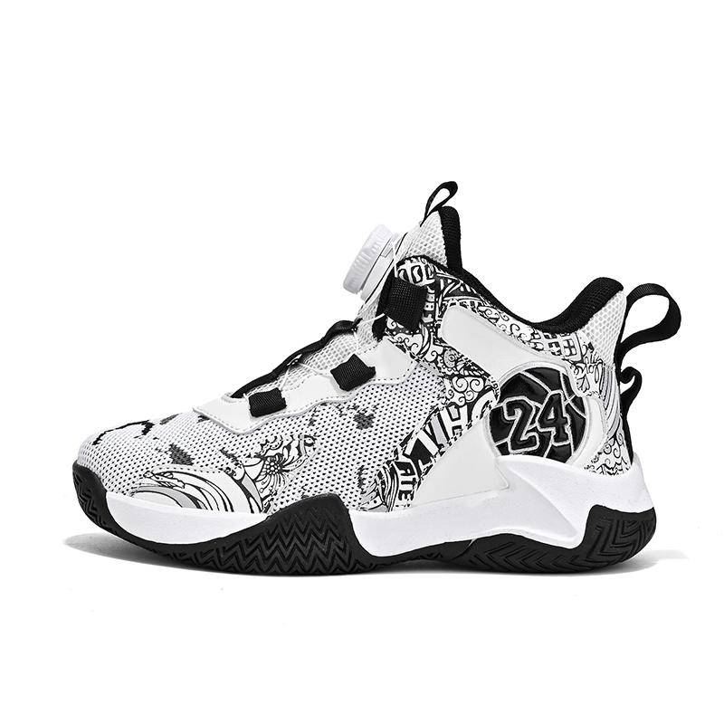 

Детские баскетбольные кроссовки с низким верхом, амортизирующими, противоскользящими и износостойкими свойствами Wooden Rabbit, белый/черный