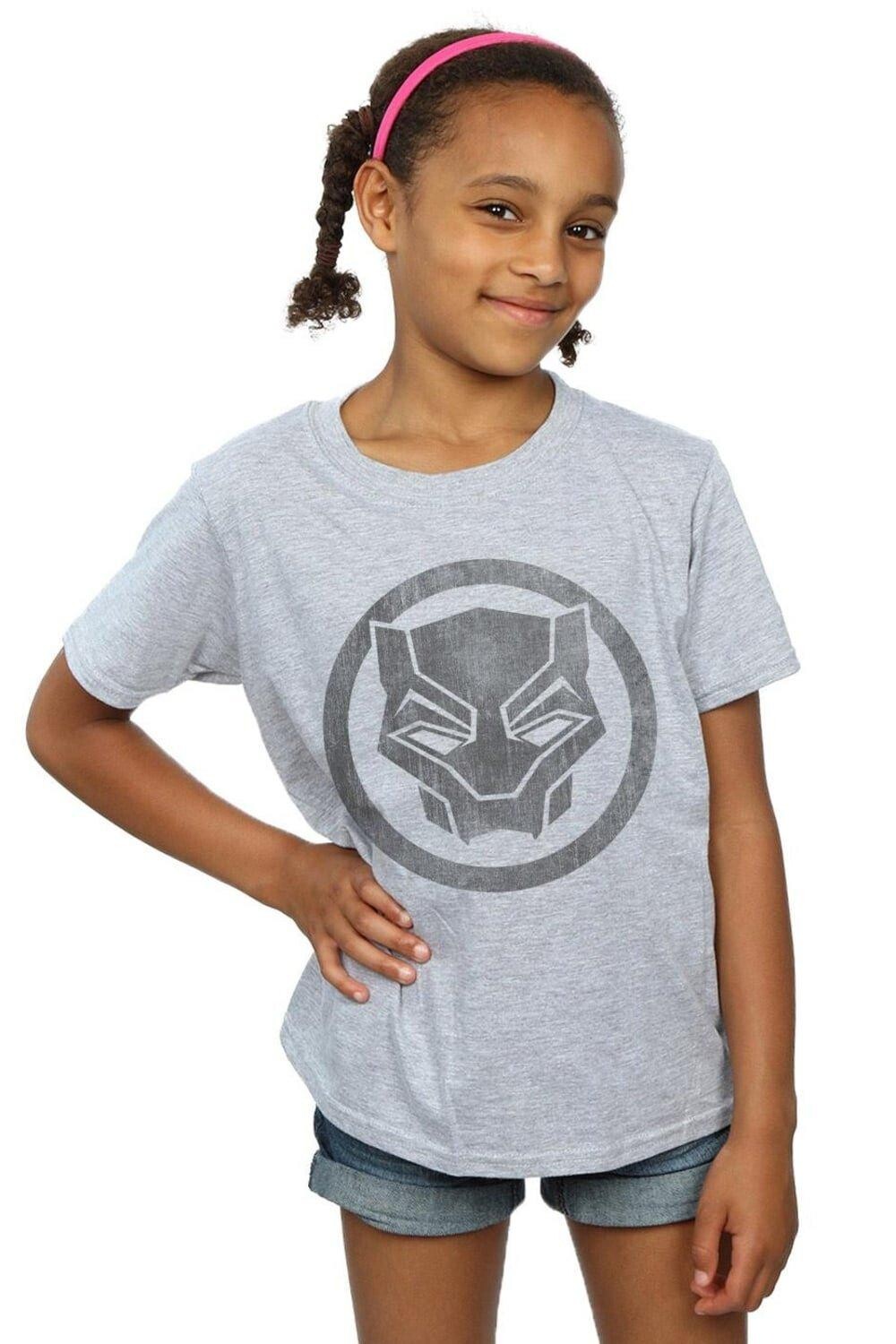 

Хлопковая футболка с потертостями Black Panther Icon Marvel, серый