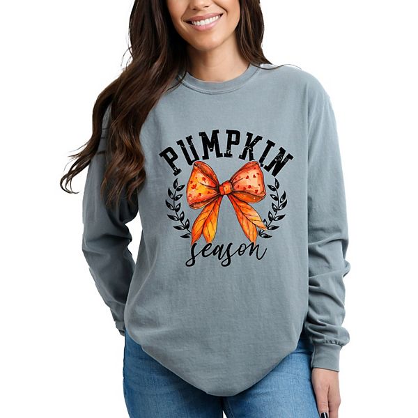 

Футболка с длинным рукавом Coquette orange bow pumpkin season Simply Sage Market, Grey, Серый, Футболка с длинным рукавом Coquette orange bow pumpkin season Simply Sage Market, Grey