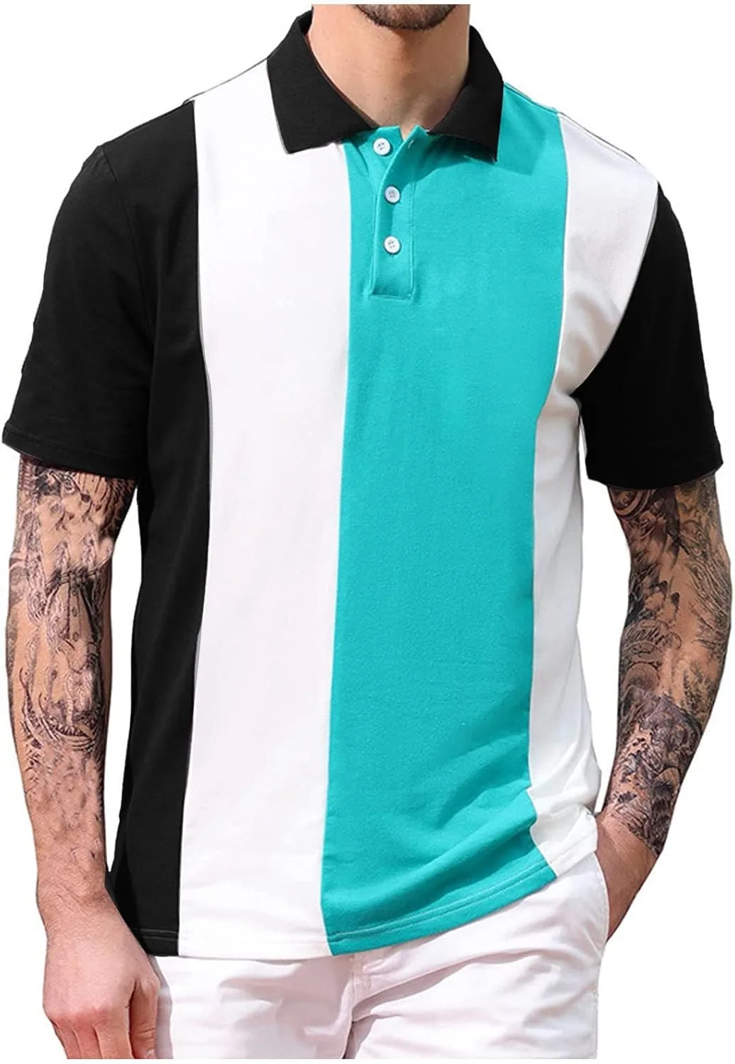 

Мужская футболка поло с короткими рукавами и лацканом Color Block