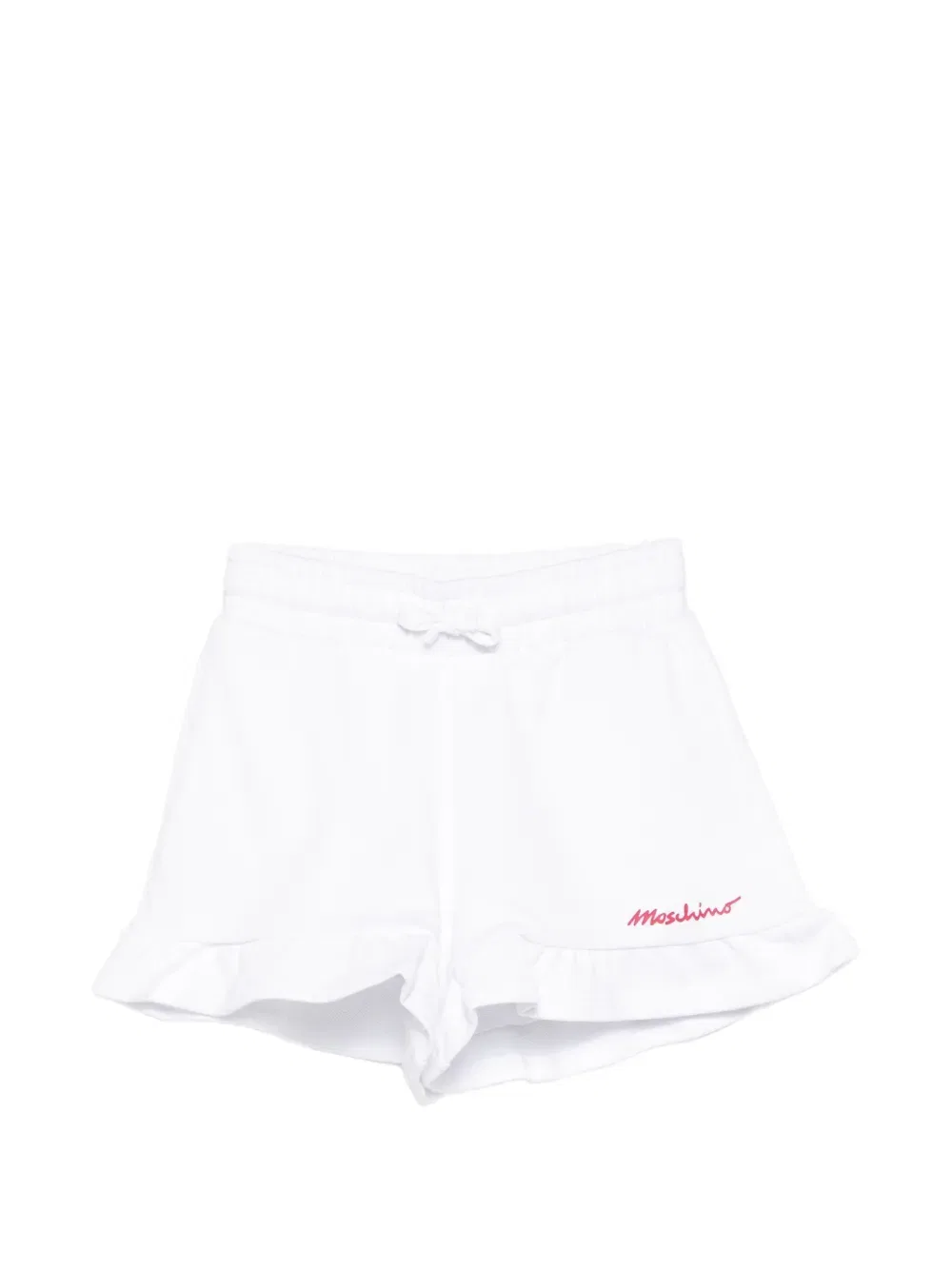 Шорты с оборками и логотипом Moschino Kids, белый
