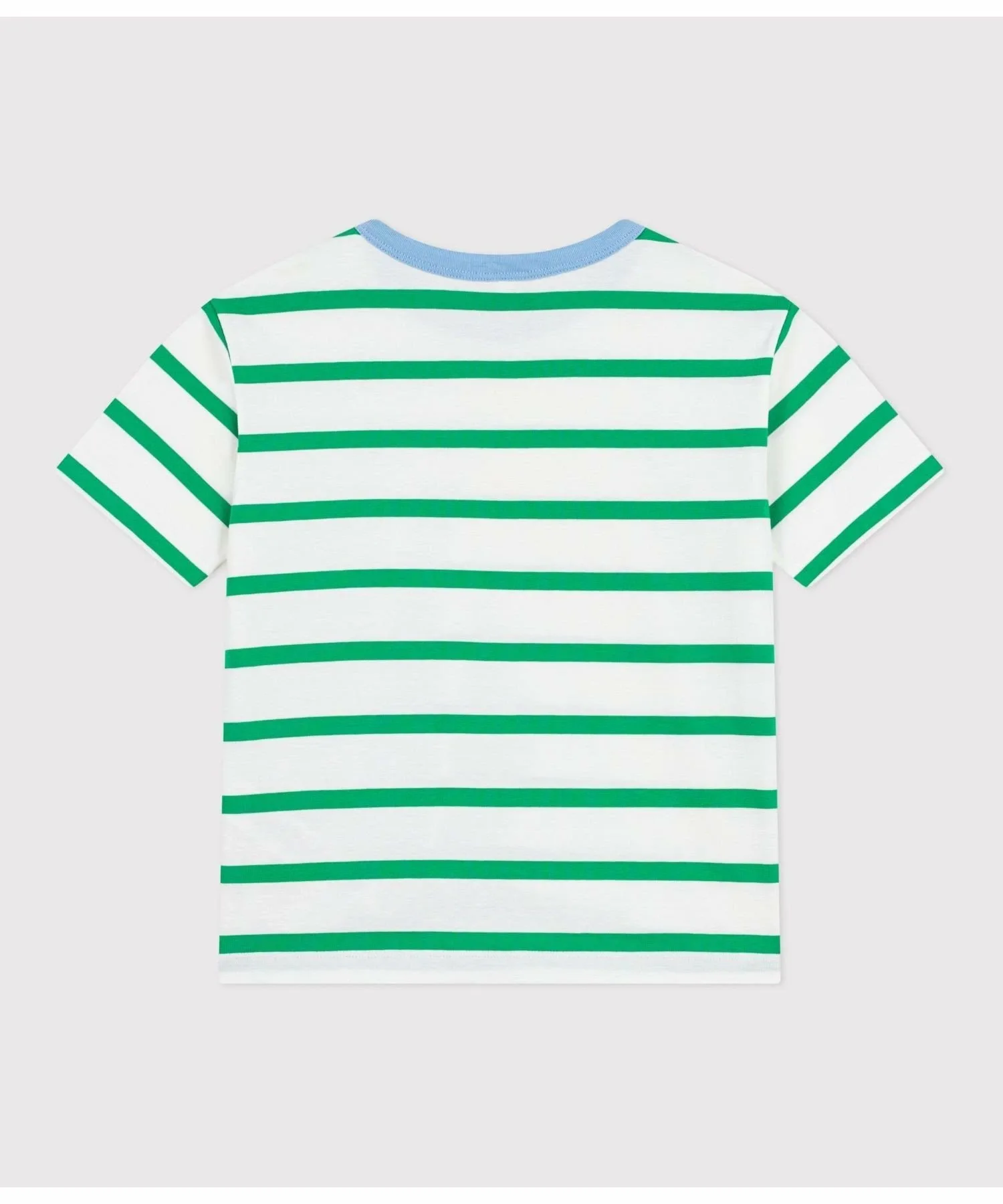 Полосатая футболка с коротким рукавом PETIT BATEAU, Off-white/green — фото 2