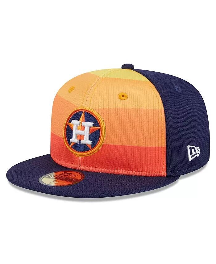 

Мужская оранжевая облегающая шляпа Houston Astros 2024 Batting Practice 59FIFTY New Era, синий