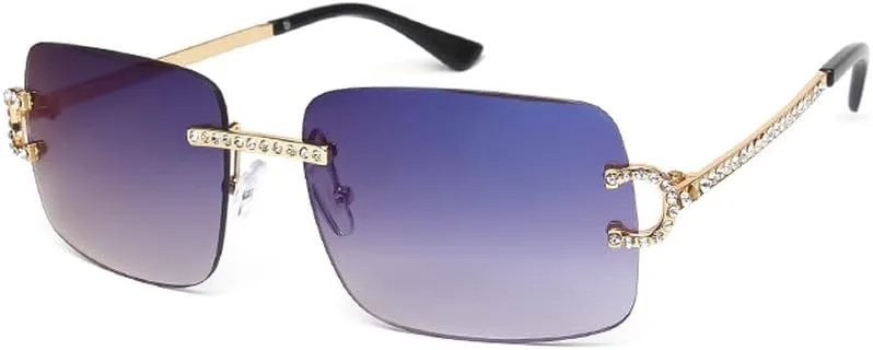 

Модные солнцезащитные очки без оправы с бриллиантами для женщин, металлические солнцезащитные очки класса люкс с защитой от УФ-излучения UV400 TKKTLLT, C8