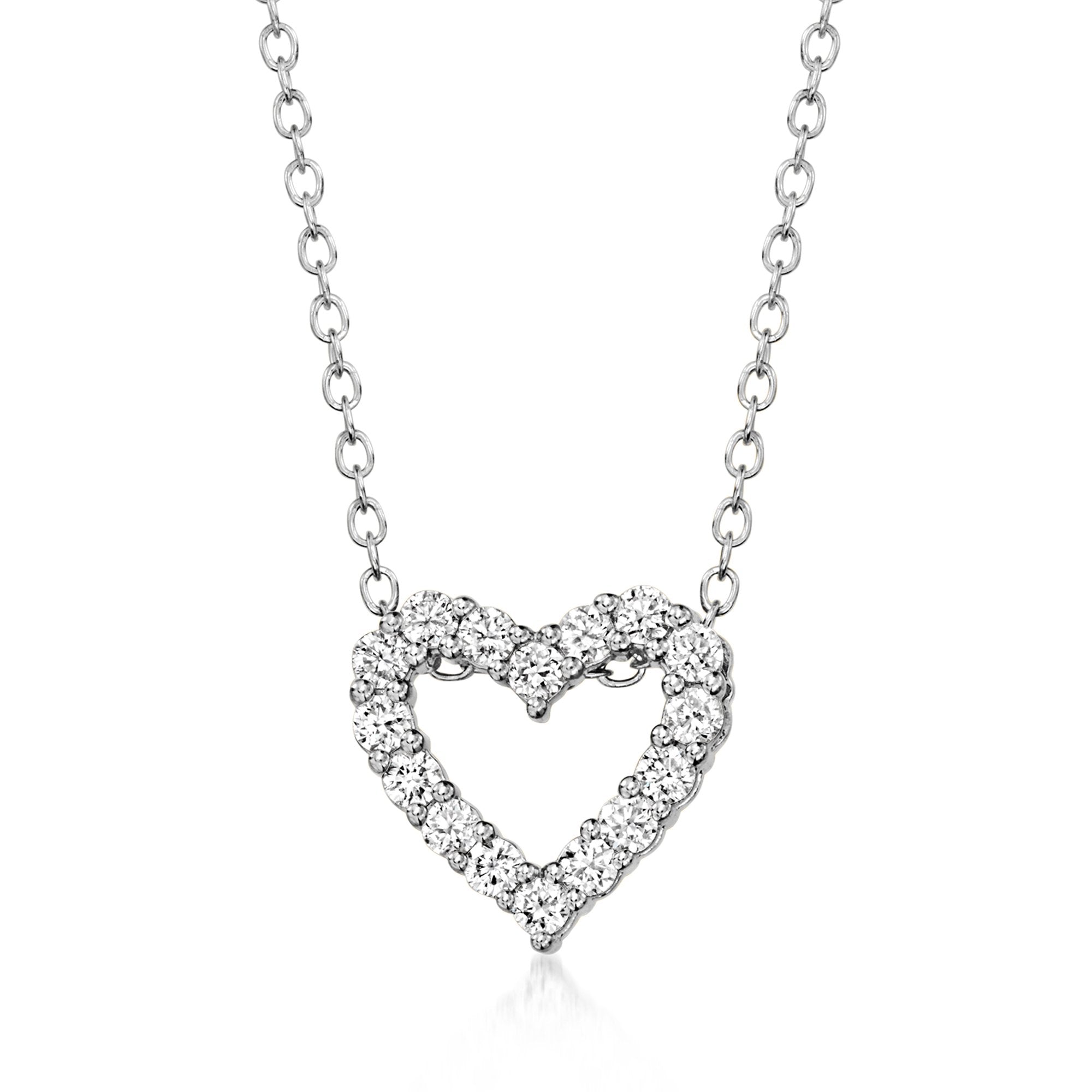 

Ожерелье с подвеской в ​​форме сердца с выращенными в лаборатории бриллиантами Ross-Simons из стерлингового серебра Ross-Simons, 18 In