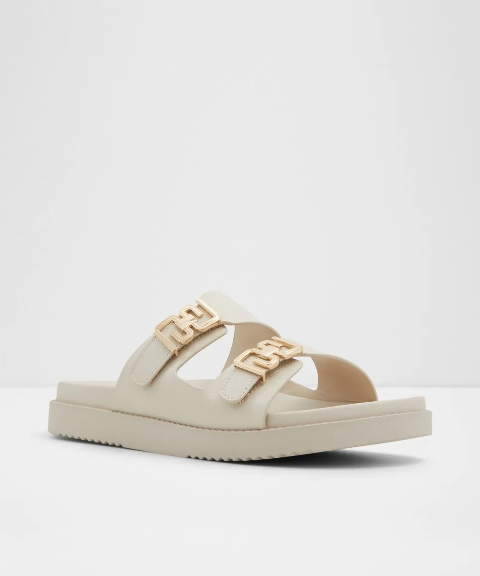 Женские сандалии на плоской подошве с круглым носком Aldo, белый — фото 4