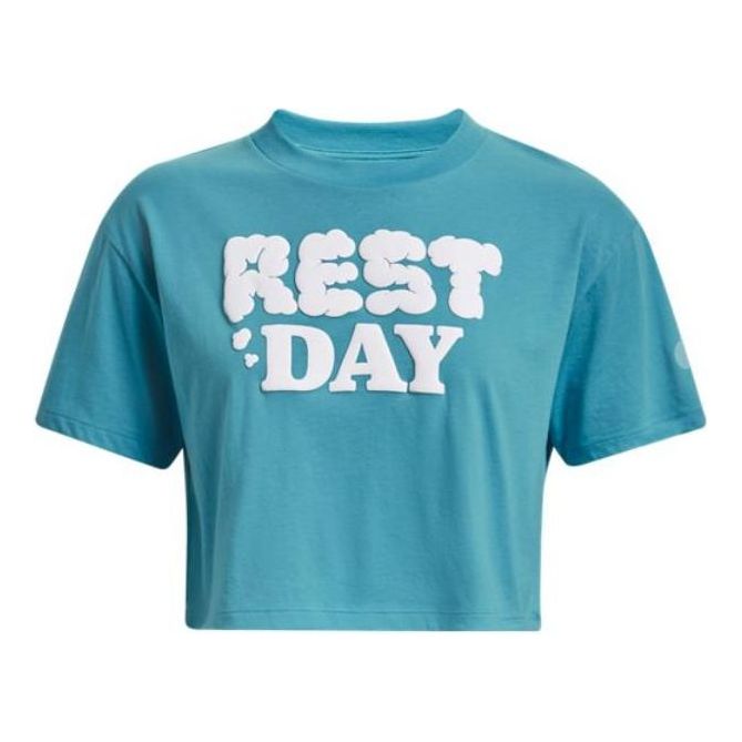 

Футболка (WMNS) Under Armour Rest Day Crop T-shirt 'Teal'