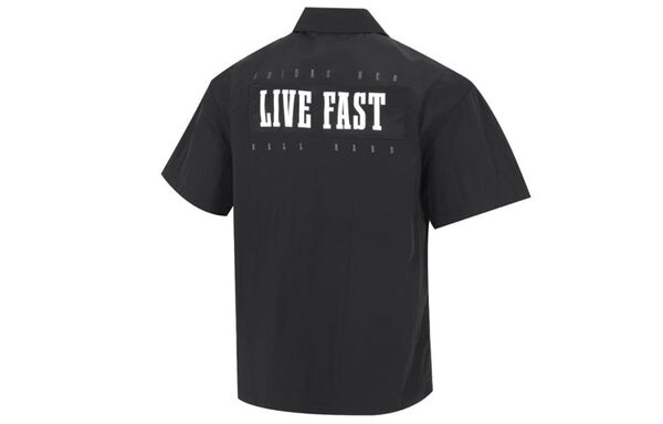 Рубашка adidas neo Solid Color Alphabet Logo Printing Athleisure Casual Sports lapel Short Sleeve Shirt Black, черный — фото 2