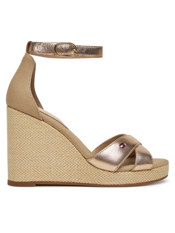 Сандалии Flag Metallic High Wedge Espad FW0FW08811 Tommy Hilfiger, золотой