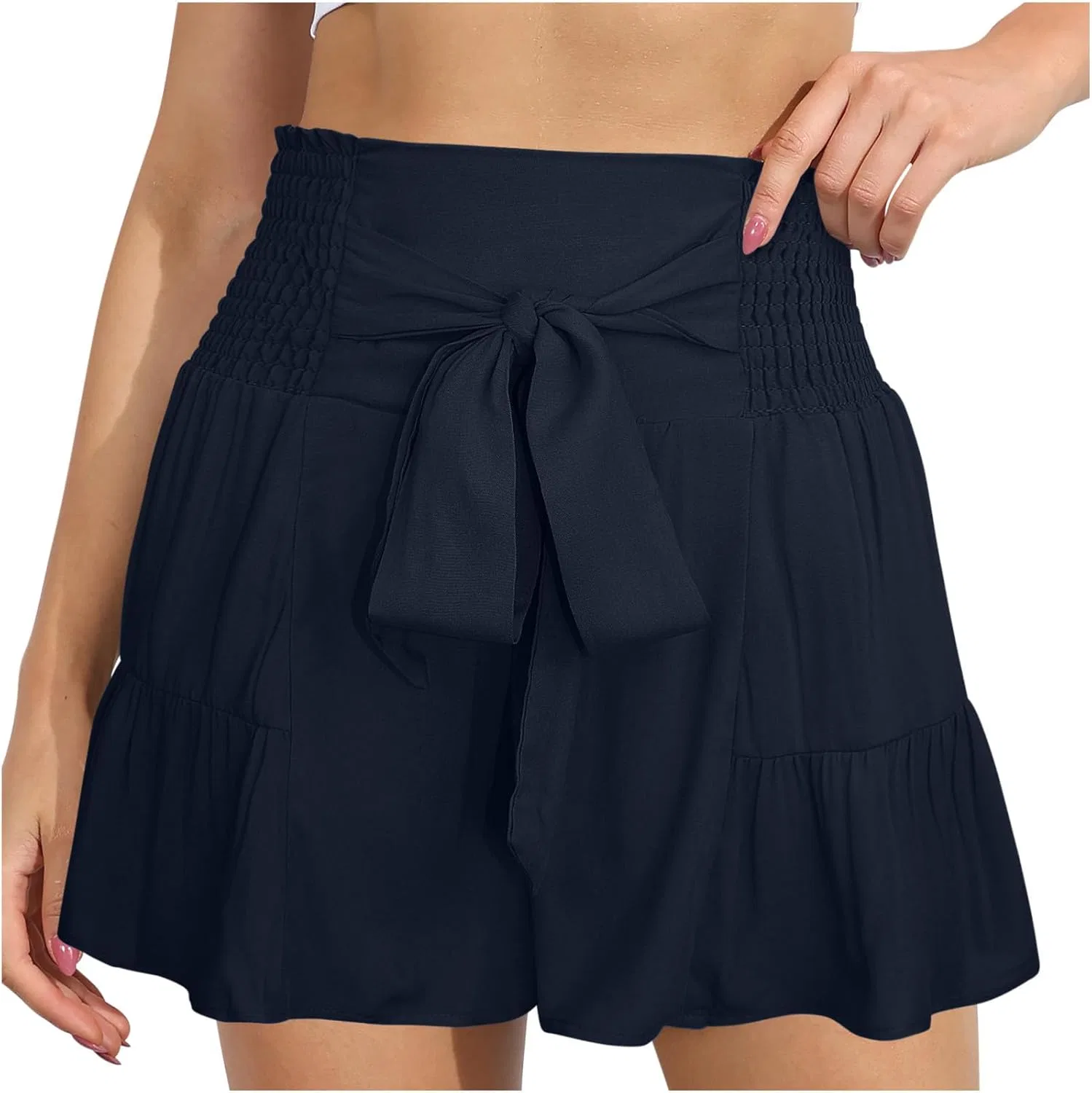 Шорты женские широкие с рюшами, Generic, Navy