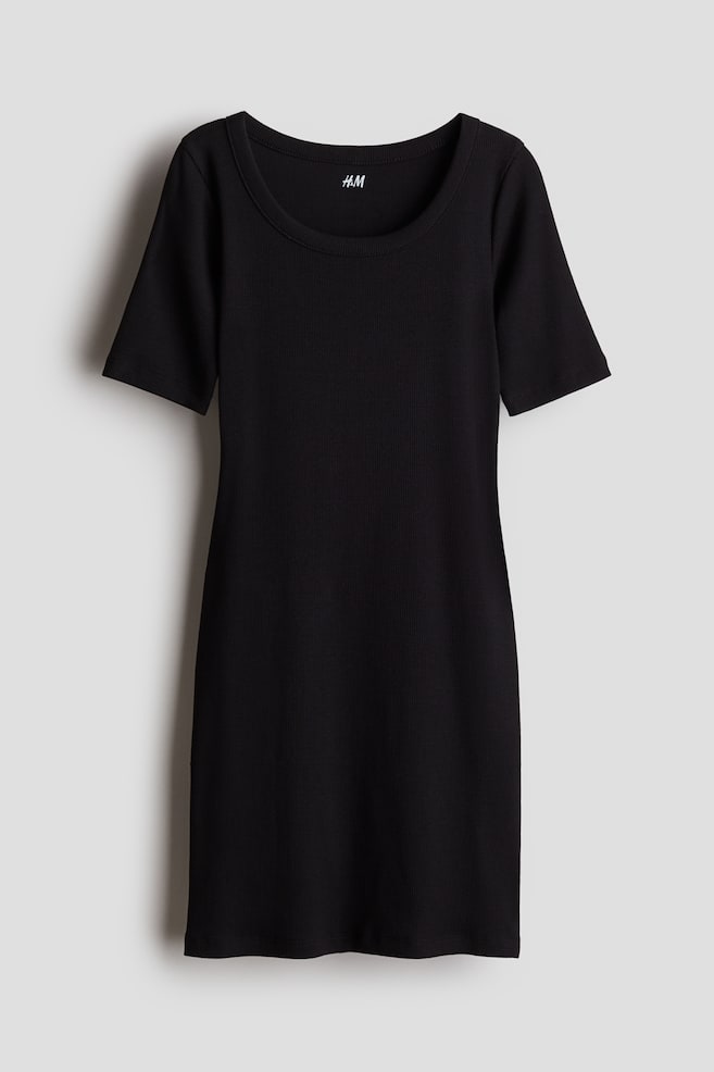

Платье из хлопка в рубчик H&M, черный