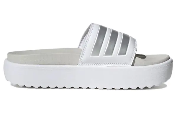 Тапочки adilette платформа слайд Adidas, белый — фото 2