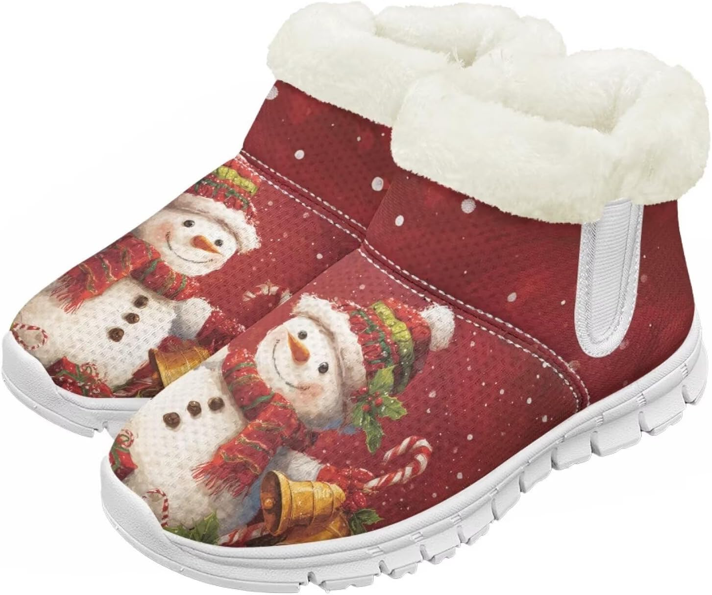 

Детские зимние сапоги для девочек, водонепроницаемые, противоскользящие, для холодной погоды, с искусственным мехом, походные ботинки Goronwyfloyd, Cute Christmas Snowman