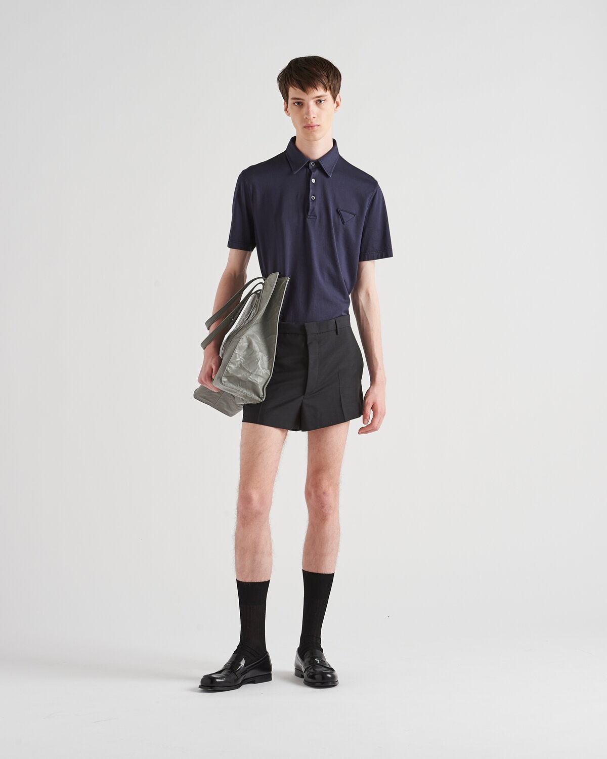 Хлопковая рубашка-поло с короткими рукавами Prada, темно-синий — фото 2