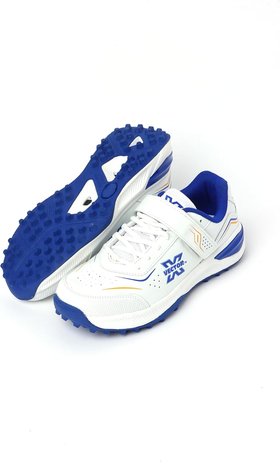 

Кроссовки для крикета Vector - резиновые шипованные спортивные туфли для игры в закрытых помещениях и на улице для крикета и хоккея - легкие с поддержкой средней части стопы, с мягким воротником для щиколотки и прочным верхом из ПУ Knk, синий