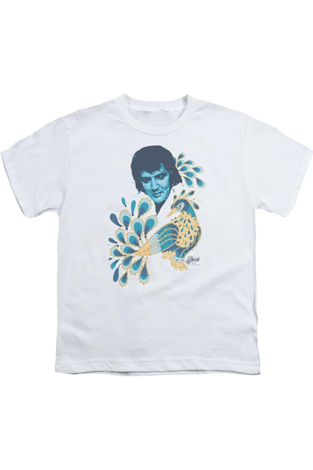

Футболка с павлином Elvis Presley для детей с коротким рукавом Gildan, белый