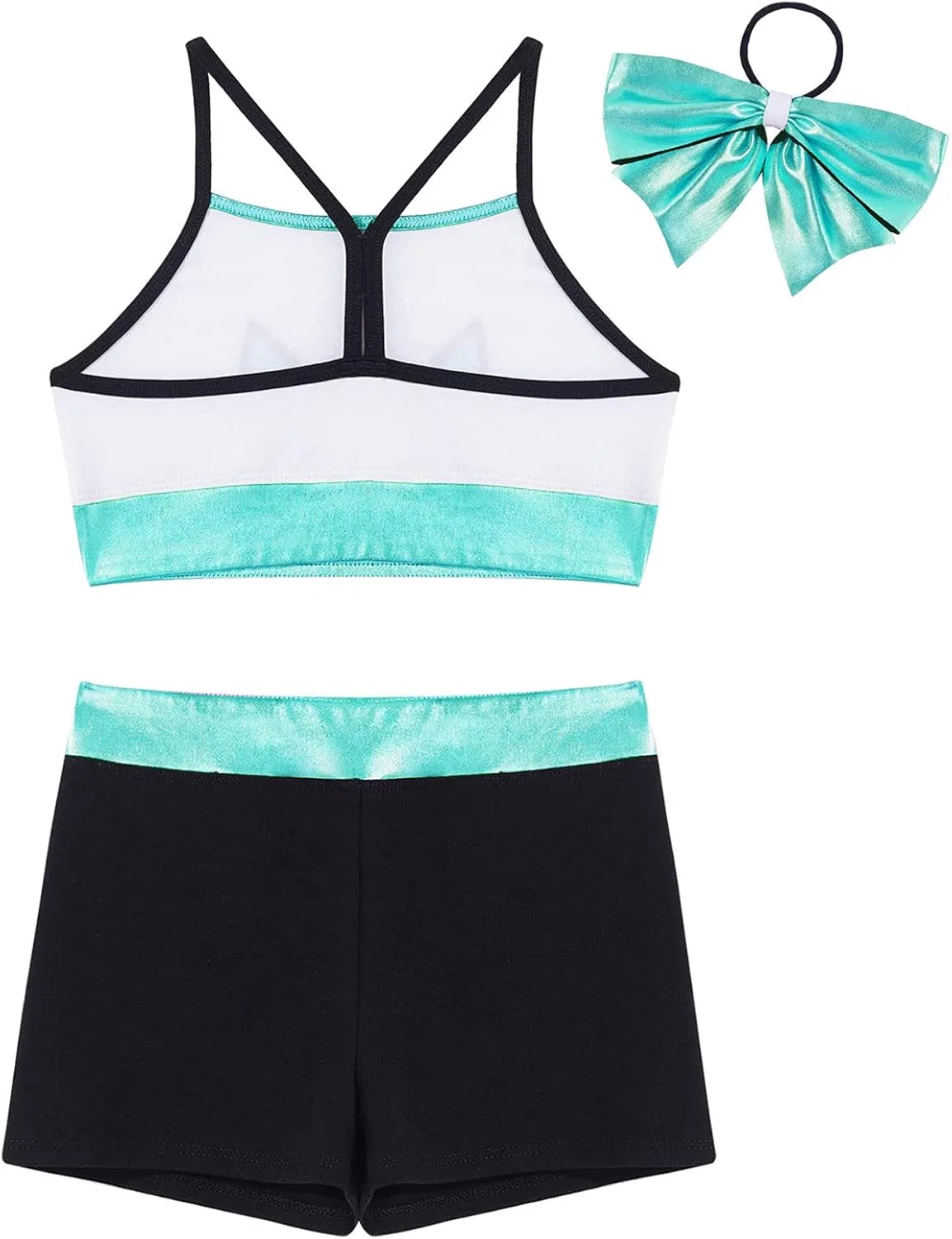 Детский спортивный комплект из топа и шорт Moggemol, 3 предмета, Mint Green — фото 4