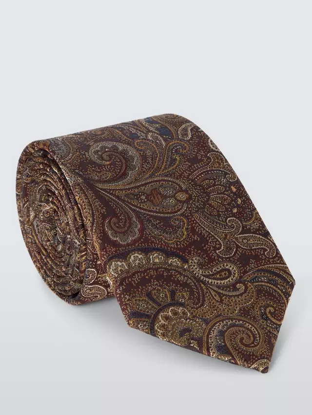 

Галстук John Lewis Silk Paisley, цвет multi/brown