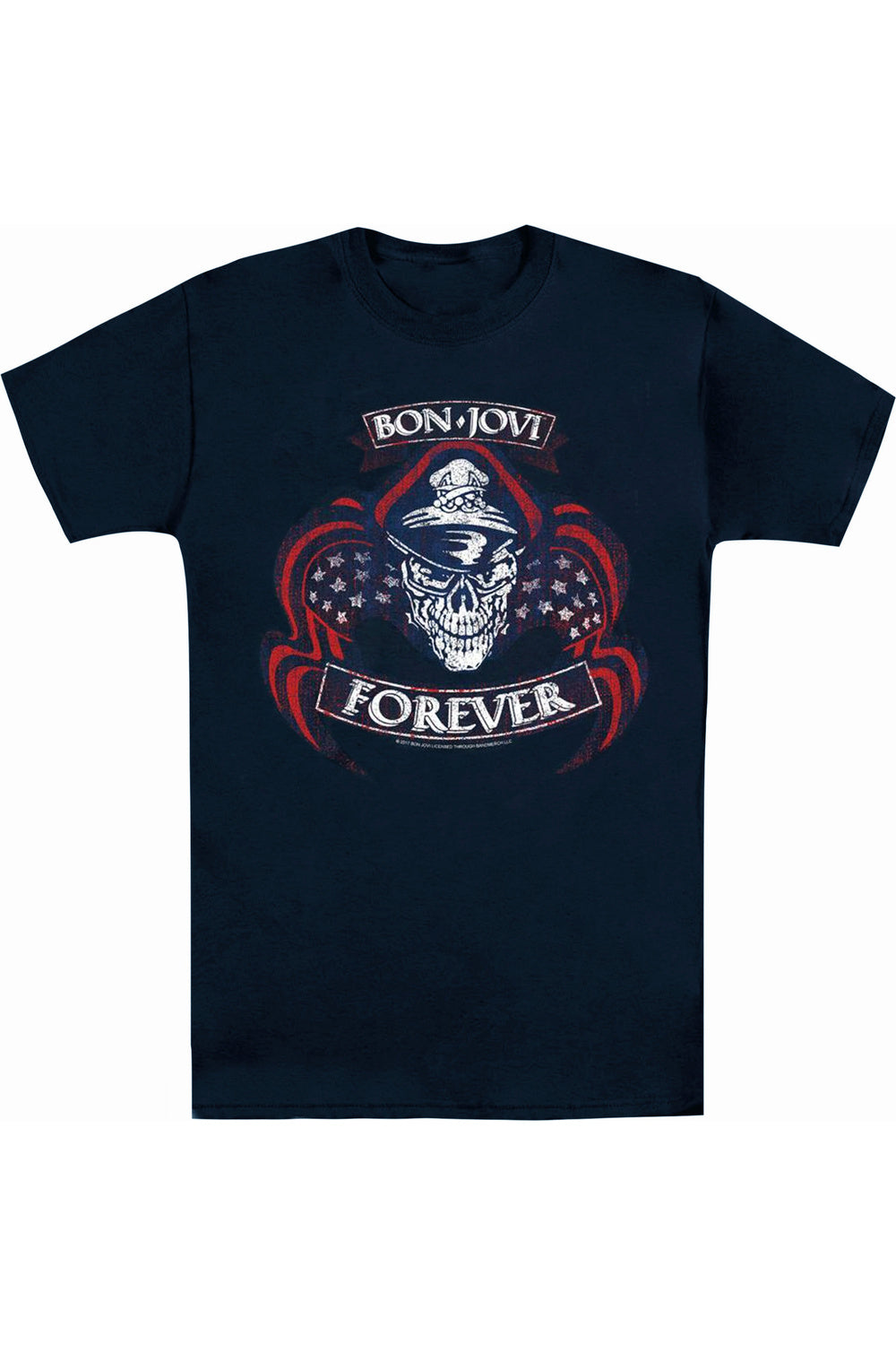 

Футболка с коротким рукавом для взрослых Bon Jovi Forever Skull Gildan, темно-синий