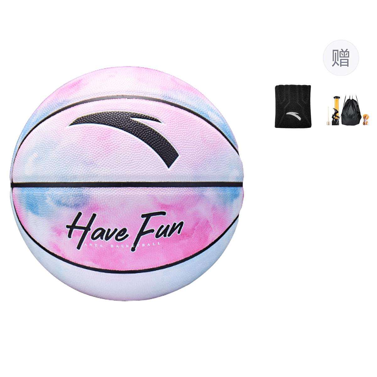 

ANTA Баскетбольный мяч PU Cuba с тай-даем в сине-розовых тонах, размер 7, для уличных тренировок и соревнований, унисекс