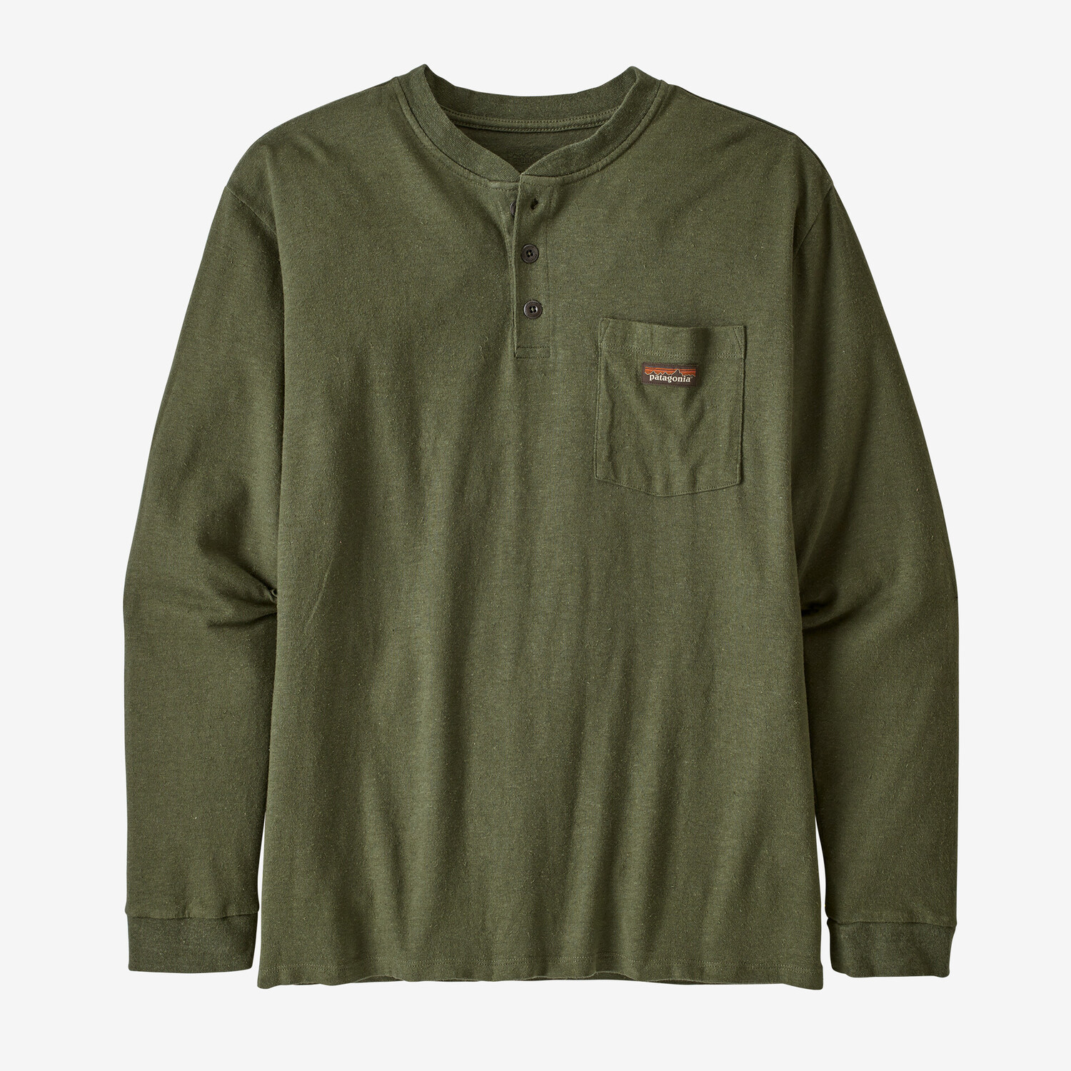 

Мужская рабочая футболка Henley с длинными рукавами и карманами Patagonia, цвет Industrial Green